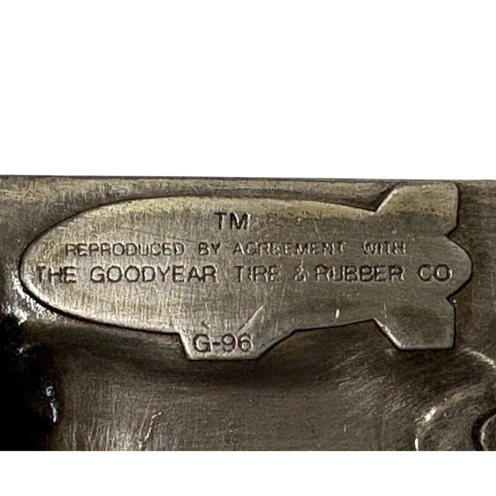 VTG 1974 Goodyear Tire & Rubber Company Blimp Gold Tone Belt Buckle